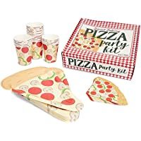 Kit de suministros para fiestas de pizza- incluye platos- servilletas y tazas (sirve para 24 huéspedes)
